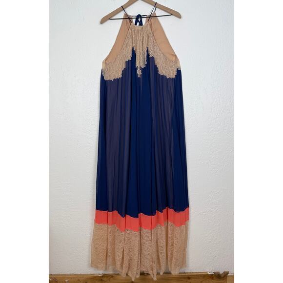 BCBGMaxazria Brieena Maxi Dress Blue Depths Combo Size Small - Picture 2 of 6